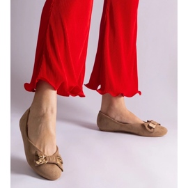 D/CEO Ballerines marron ornées d'un noeud et d'une broche Esdras brun 2