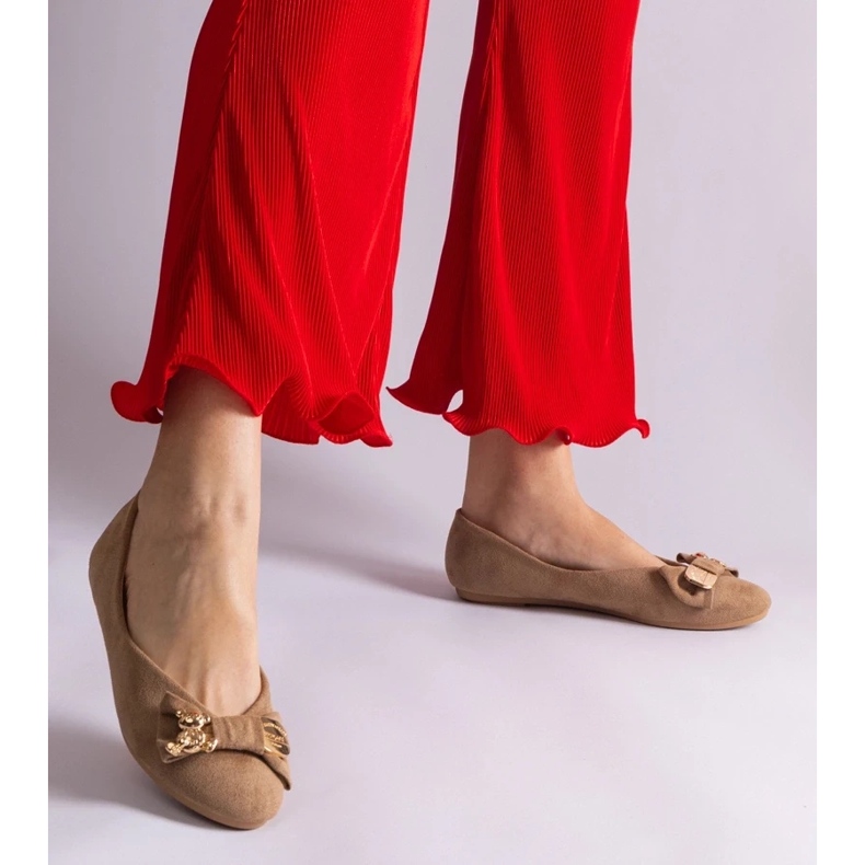 D/CEO Ballerines marron ornées d'un noeud et d'une broche Esdras brun 2