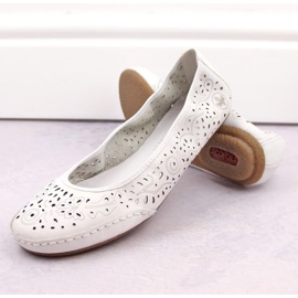Chaussures ajourées confortables en cuir Rieker W RKR649, blanches 7