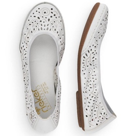 Chaussures ajourées confortables en cuir Rieker W RKR649, blanches 10