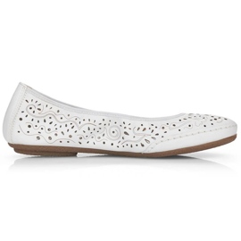 Chaussures ajourées confortables en cuir Rieker W RKR649, blanches 12