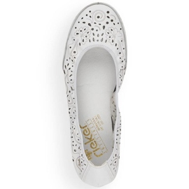 Chaussures ajourées confortables en cuir Rieker W RKR649, blanches 13