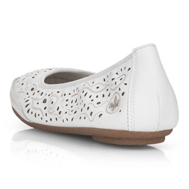 Chaussures ajourées confortables en cuir Rieker W RKR649, blanches 15