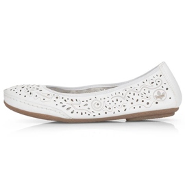 Chaussures ajourées confortables en cuir Rieker W RKR649, blanches 16