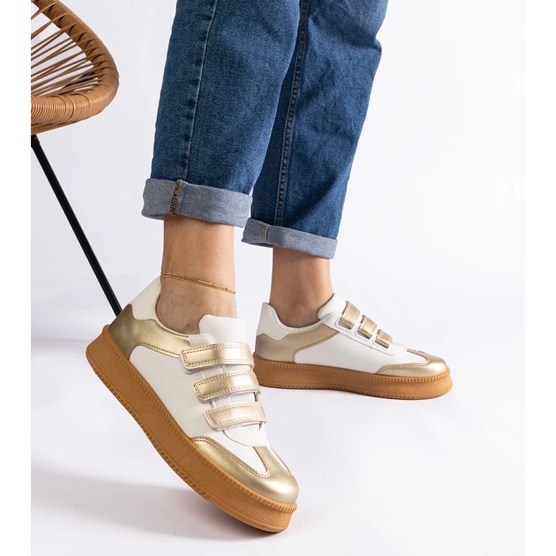 D/CEO Baskets Mena dorées à fermeture velcro 2