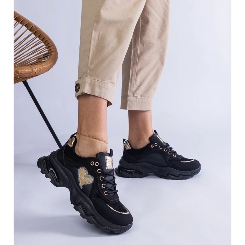 D/CEO Baskets à plateforme noires avec un coeur Martinez le noir 2