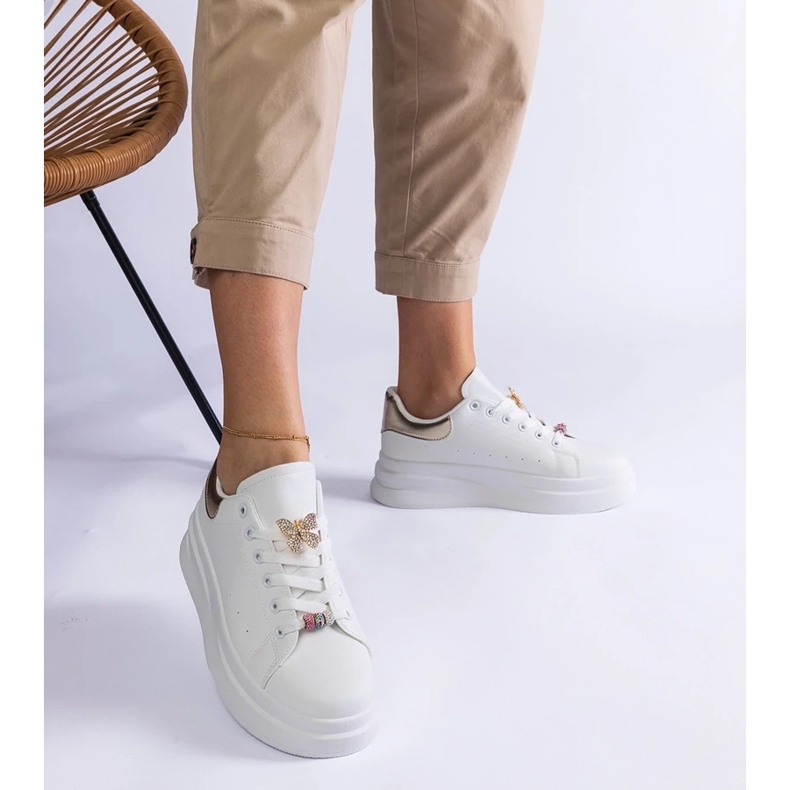 D/CEO Baskets à plateforme blanches ornées d'un papillon Aranda 2
