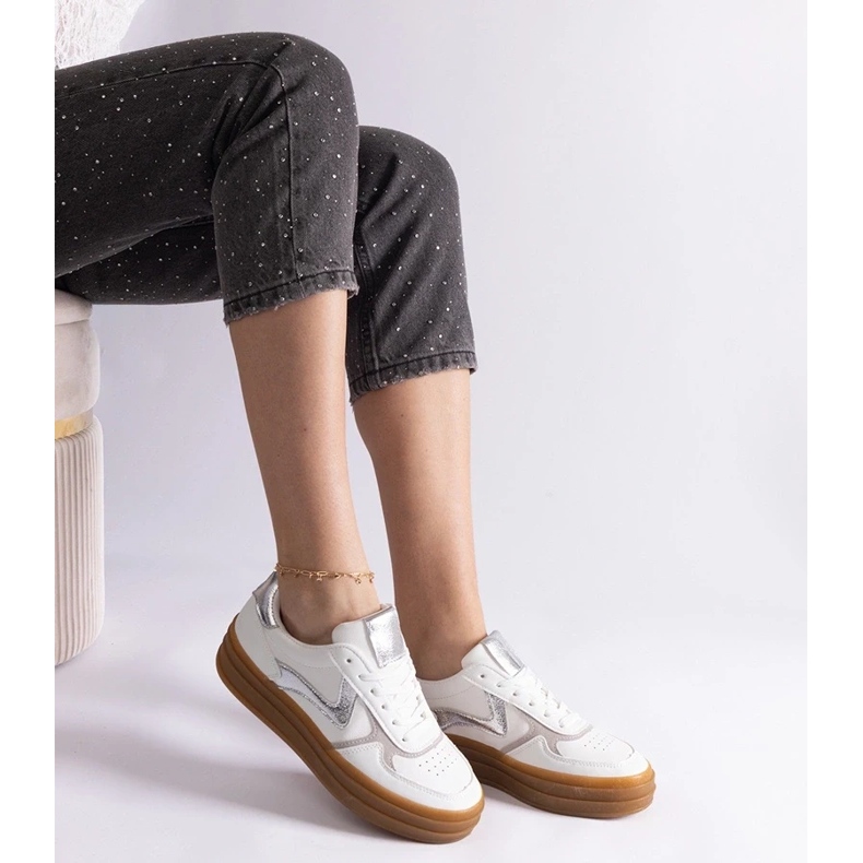 D/CEO Baskets blanches et argentées avec semelle en caoutchouc Quica 1