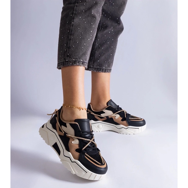 D/CEO Baskets noires ornées d'un cordon en zircon Valdez le noir 2