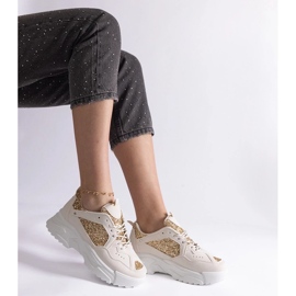 D/CEO Baskets femme beiges avec empiècements pailletés Caraballo 2