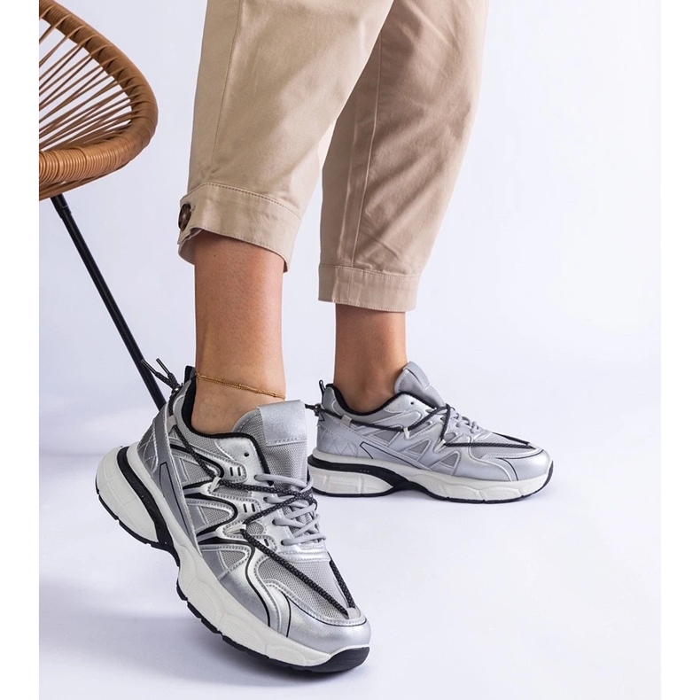 D/CEO Baskets femme argentées à semelle massive Colunga 2
