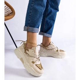 D/CEO Baskets femme beiges à paillettes Agar 2