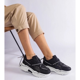 D/CEO Baskets femme noires à paillettes Agar 2