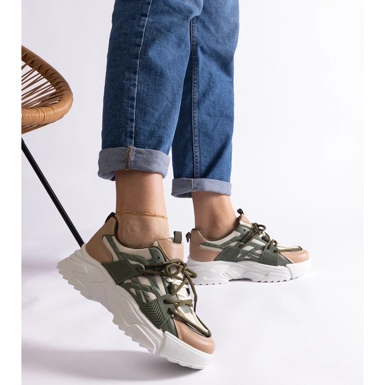 D/CEO Baskets femme vertes et beiges Alva 2