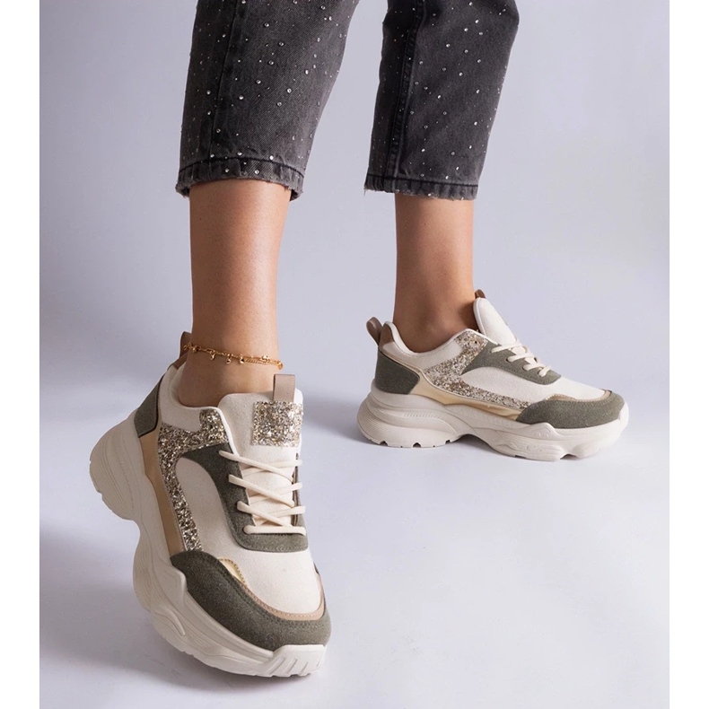 D/CEO Baskets vertes avec empiècements Clorinda pailletés 2