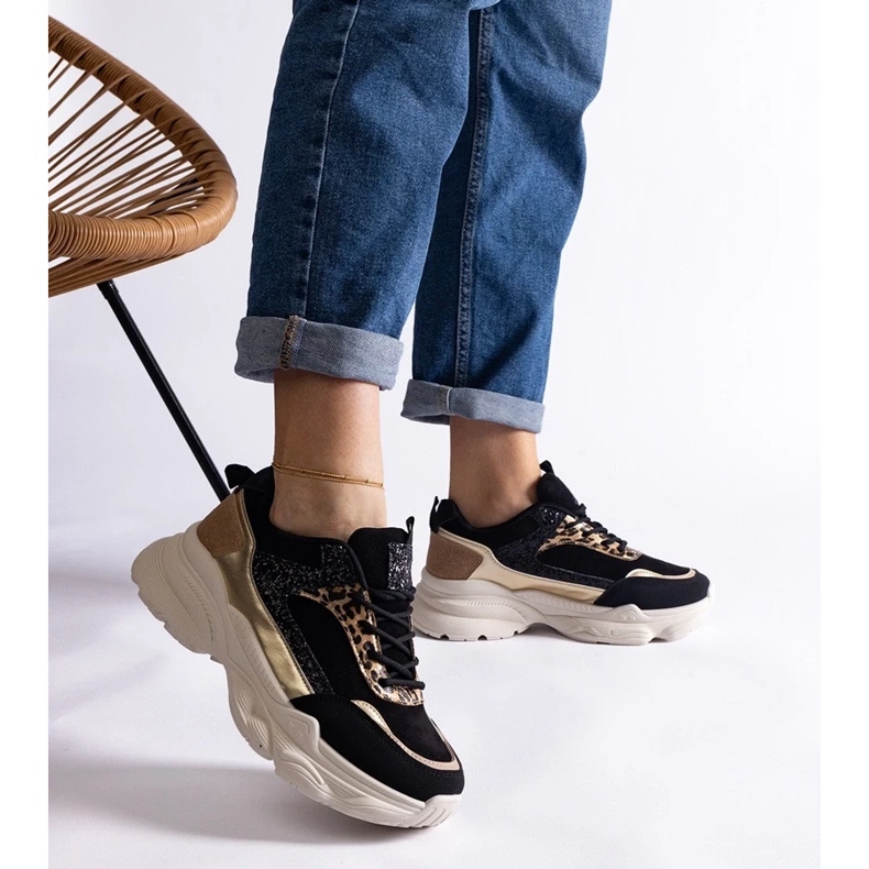 D/CEO Baskets noires avec empiècements Clorinda pailletés 2