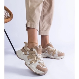 D/CEO Baskets beige avec inserts en or candra 2