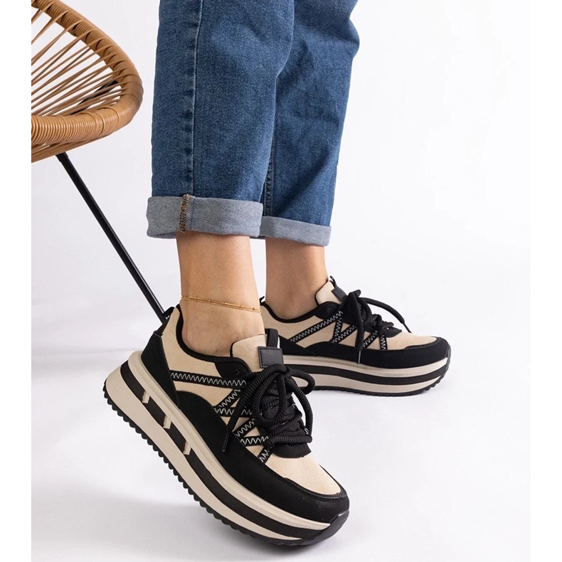 D/CEO Baskets femme noires et beiges Renetta 1