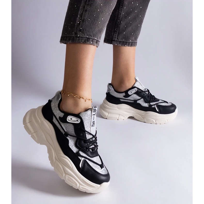 D/CEO Baskets noires avec empiècements pailletés Rigel le noir 2 D/CEO Baskets noires avec empiècements pailletés Rigel le noir 2