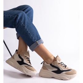 D/CEO Baskets Milenka femme beiges et noires 1