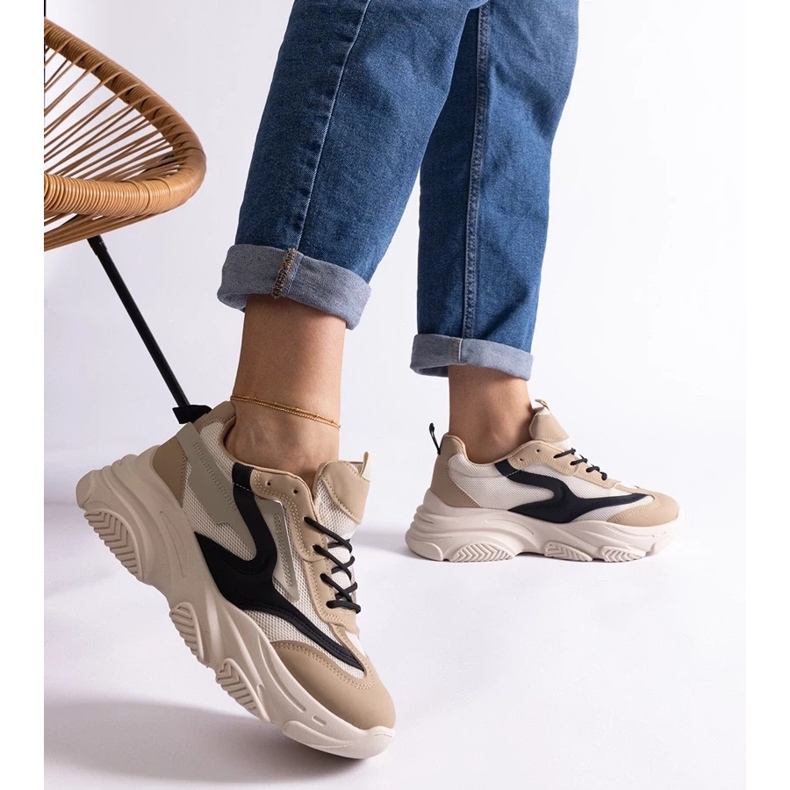 D/CEO Baskets Milenka femme beiges et noires le noir 2 D/CEO Baskets Milenka femme beiges et noires le noir 2