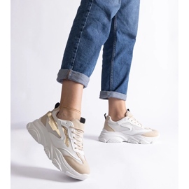 D/CEO Baskets Milenka femme beiges et dorées 2