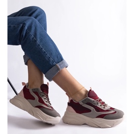 D/CEO Baskets Milenka femme marron et grises rouge 2 D/CEO Baskets Milenka femme marron et grises rouge 2