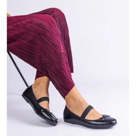 D/CEO Ballerines noires avec un groupe élastique et un arc de Newton décoratif le noir 2