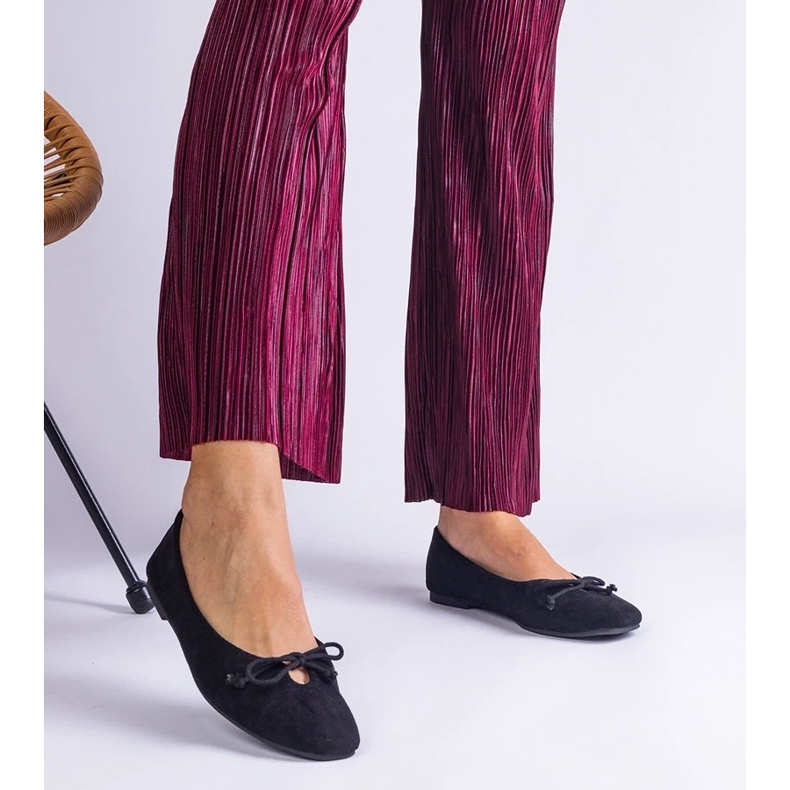 D/CEO Ballerines noires avec nœud décoratif de Pollinos 2