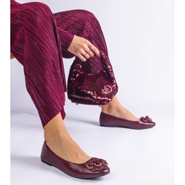 D/CEO Ballerines bordeaux décorées avec une fleur américaine rouge 2