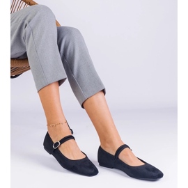 D/CEO Ballerines noires avec une bande élastique et un nez carré d'Averina 2