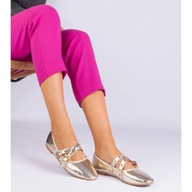 D/CEO Ballerinas dorées en écotare décorée de boucles Emmarino 1
