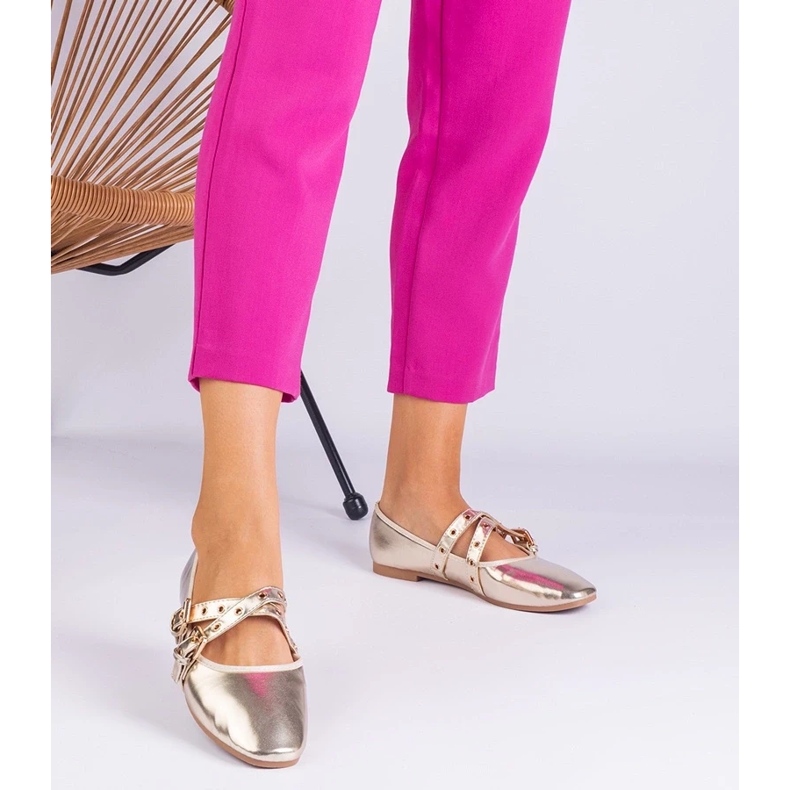 D/CEO Ballerinas dorées en écotare décorée de boucles Emmarino d'or 2