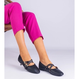 D/CEO Ballerines noires en écotare décorée de boucles Emmarino le noir 1