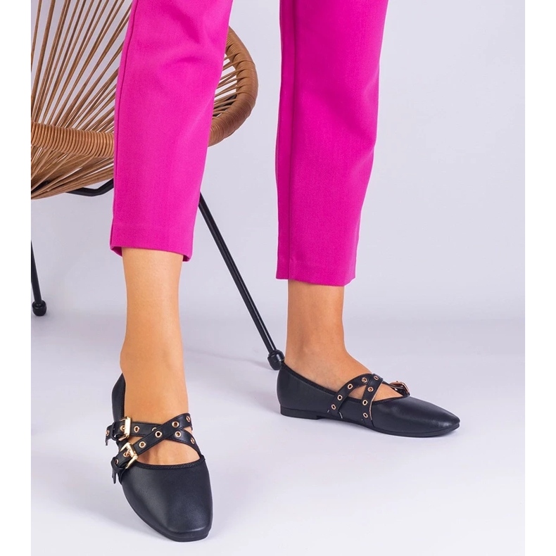 D/CEO Ballerines noires en écotare décorée de boucles Emmarino le noir 2