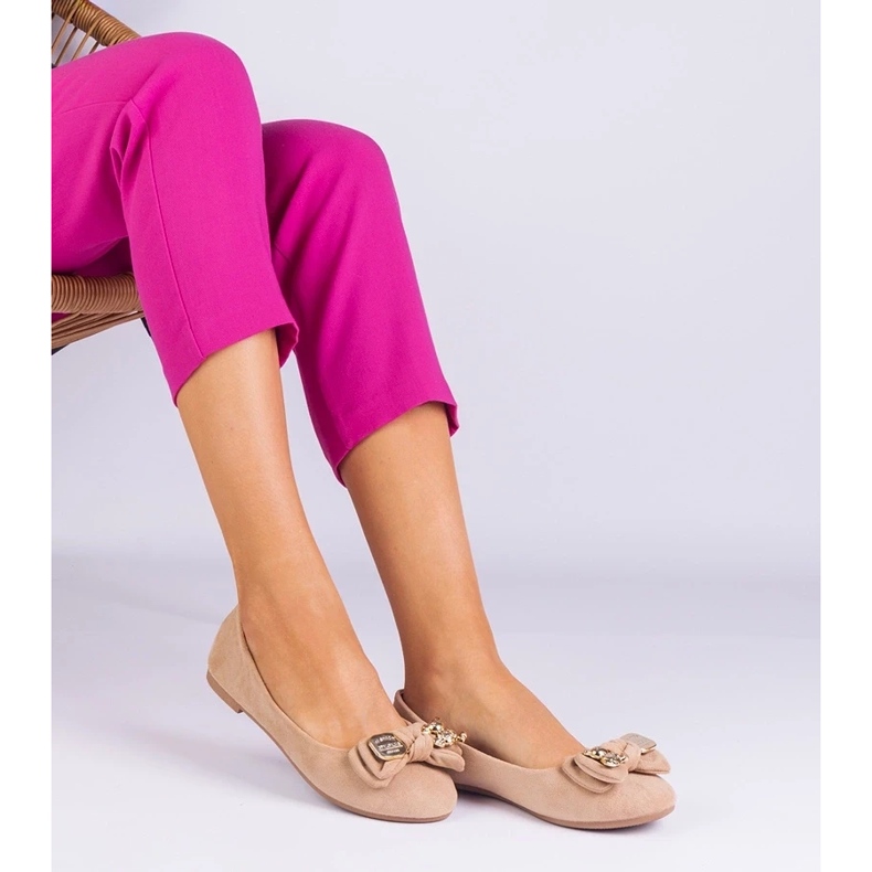 D/CEO Ballerines classiques beige avec un arc masol 1