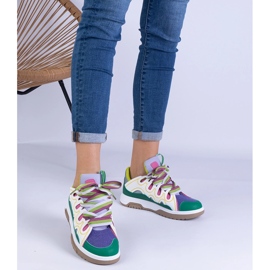 Sneakers pour femmes vertes avec laçage décoratif 1