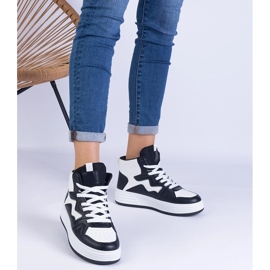 Baskets blanches et blanches pour femmes noir 1