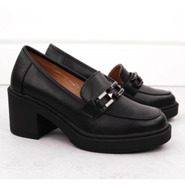 Vinceza Jan324 Talons hauts féminins avec une chaîne le noir 1