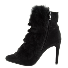 Bottes noires à talon haut avec fourrure noire 1319 Black 1