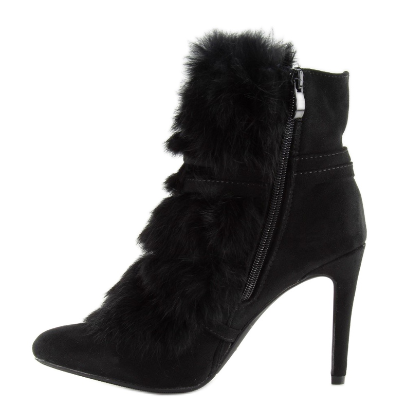 Bottes noires à talon haut avec fourrure noire 1319 Black 1