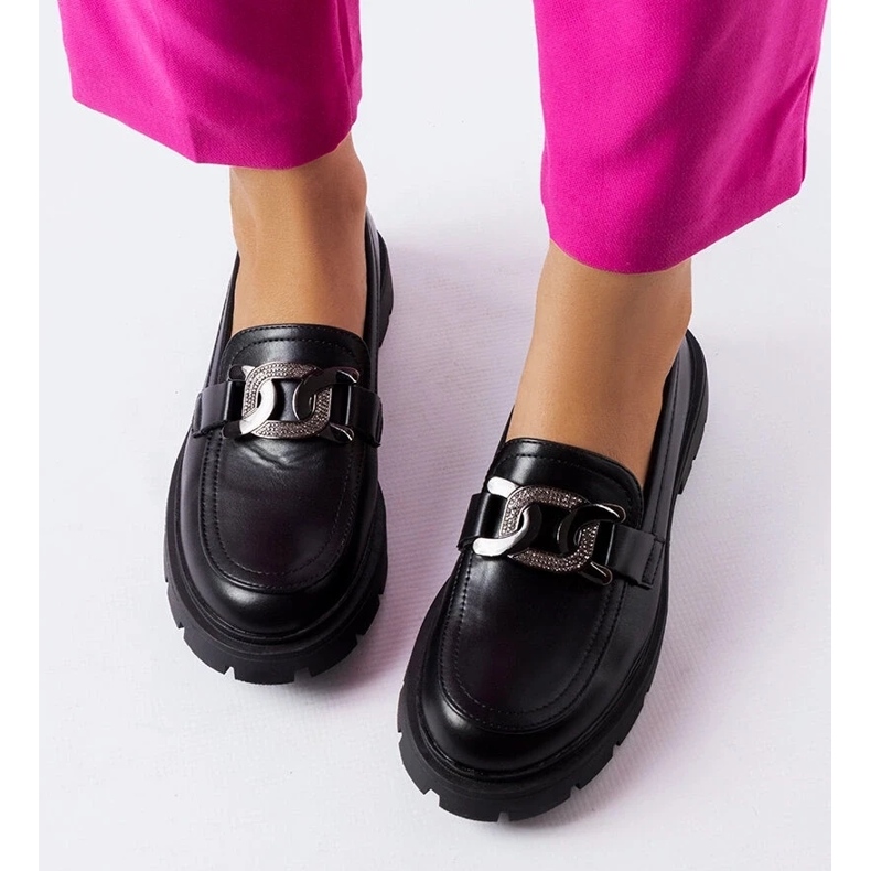 D/CEO Mocassins élégants noirs avec strass de Mories 1
