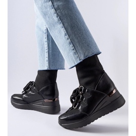 D/CEO Bottines chaussettes compensées noires Rochon le noir 2