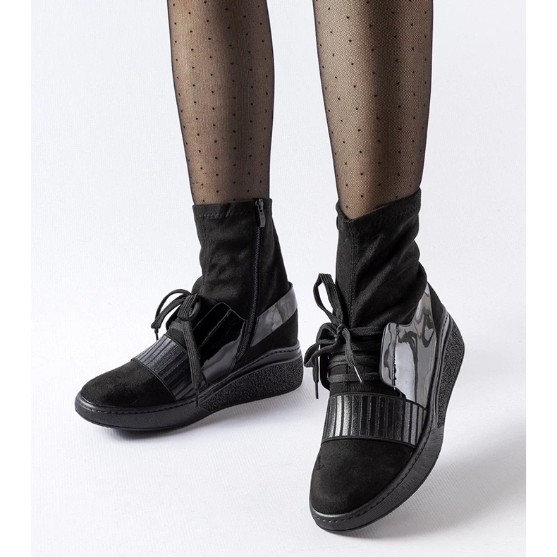 D/CEO Bottines chaussettes compensées Spoleto noires le noir 2 D/CEO Bottines chaussettes compensées Spoleto noires le noir 2