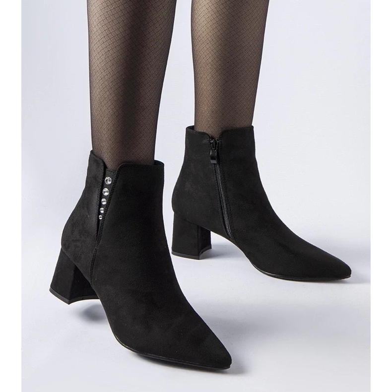 D/CEO Bottines noires en éco-suède à talon Pikeville le noir 2