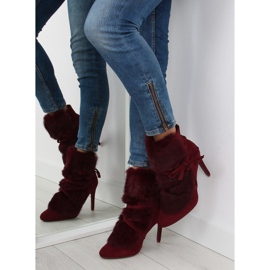 Bottines à talon haut bordeaux en fourrure 1319 W. Rouge multicolore 5
