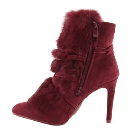 Bottines à talon haut bordeaux en fourrure 1319 W. Rouge multicolore 2