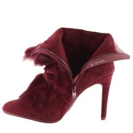 Bottines à talon haut bordeaux en fourrure 1319 W. Rouge multicolore 3