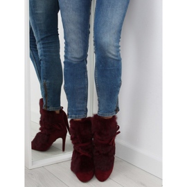 Bottines à talon haut bordeaux en fourrure 1319 W. Rouge multicolore 4