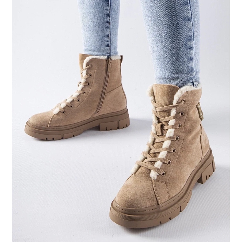 D/CEO Bottines isolées beiges en éco-daim Pompei 1